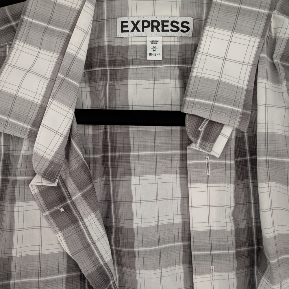Express Men's Gray Plaid Shirt